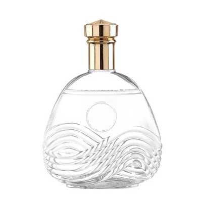 Thiết kế OEM Chai thủy tinh có hoa văn dập nổi vuông 750ml